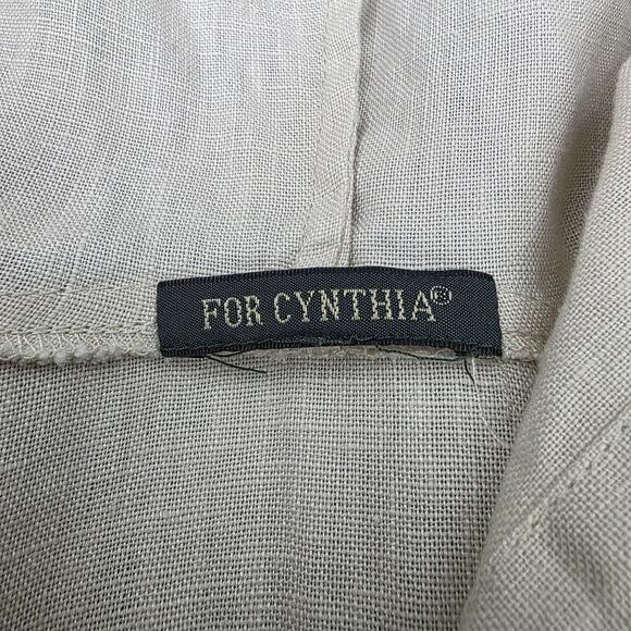 For Cynthia Jacket Womens Large Beige Hooded 100% Linen Flare Button Detail Coat - Picture 2 of 16